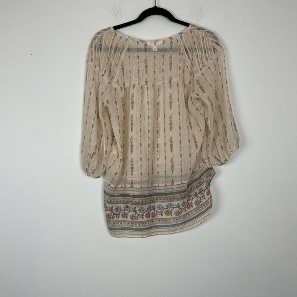 Lauren Conrad Printed Chiffon Peasant Top Zina Geo Sunkiss Size Medium - Picture 11 of 12